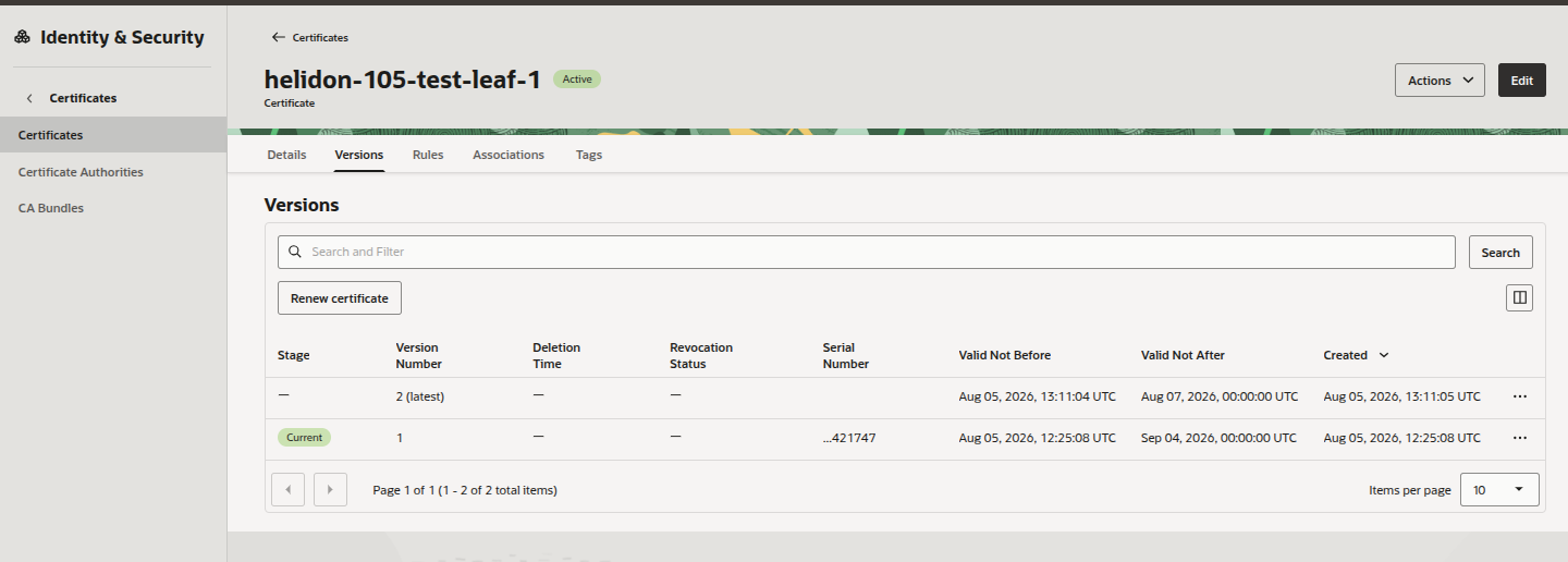 OCI certificate renewal in progress